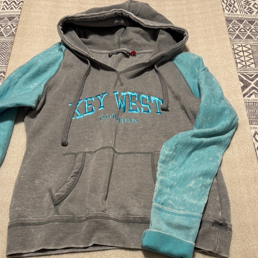 Gray and Blue Women's Hoodie